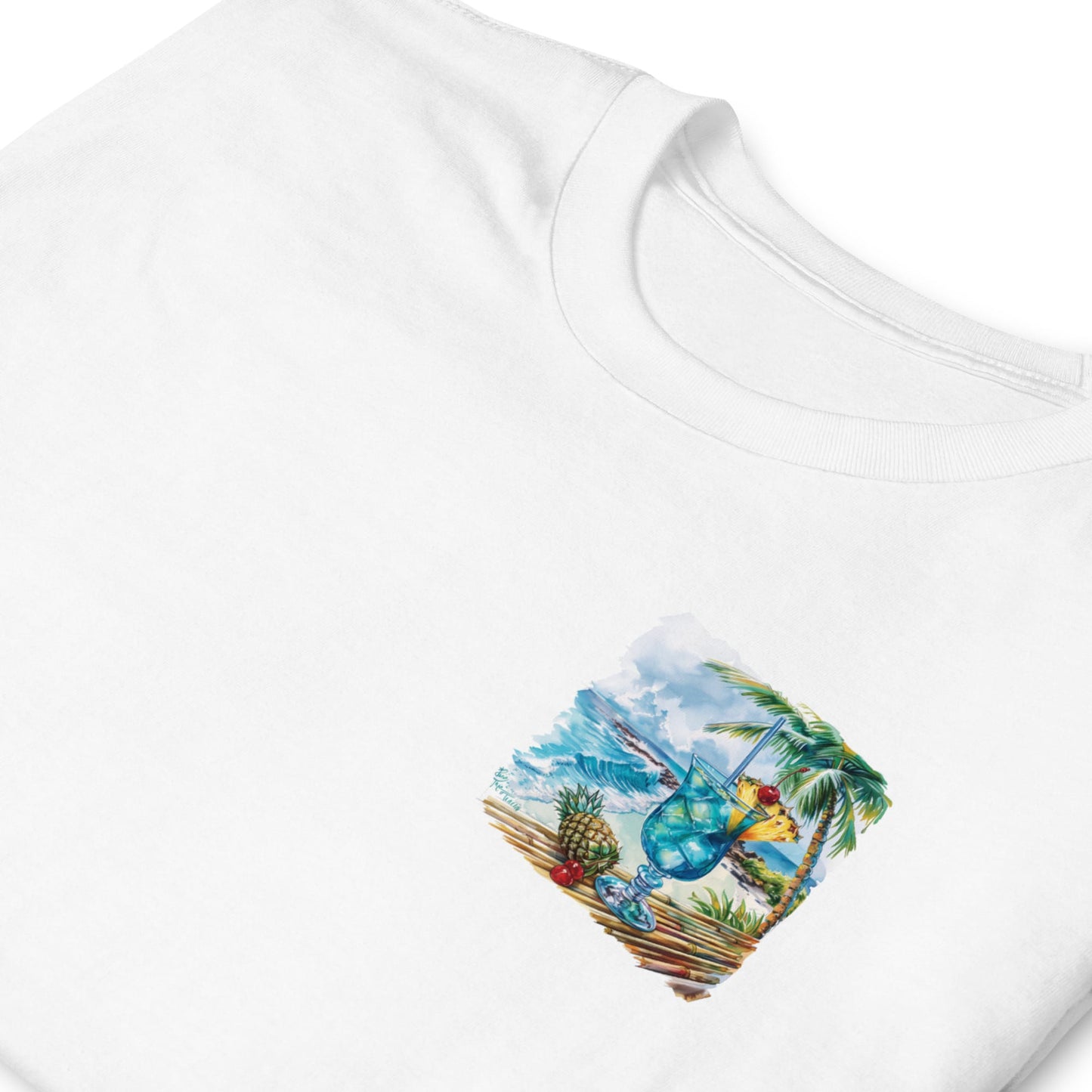 Blue Hawaii Chest Design Short-Sleeve Unisex T-Shirt