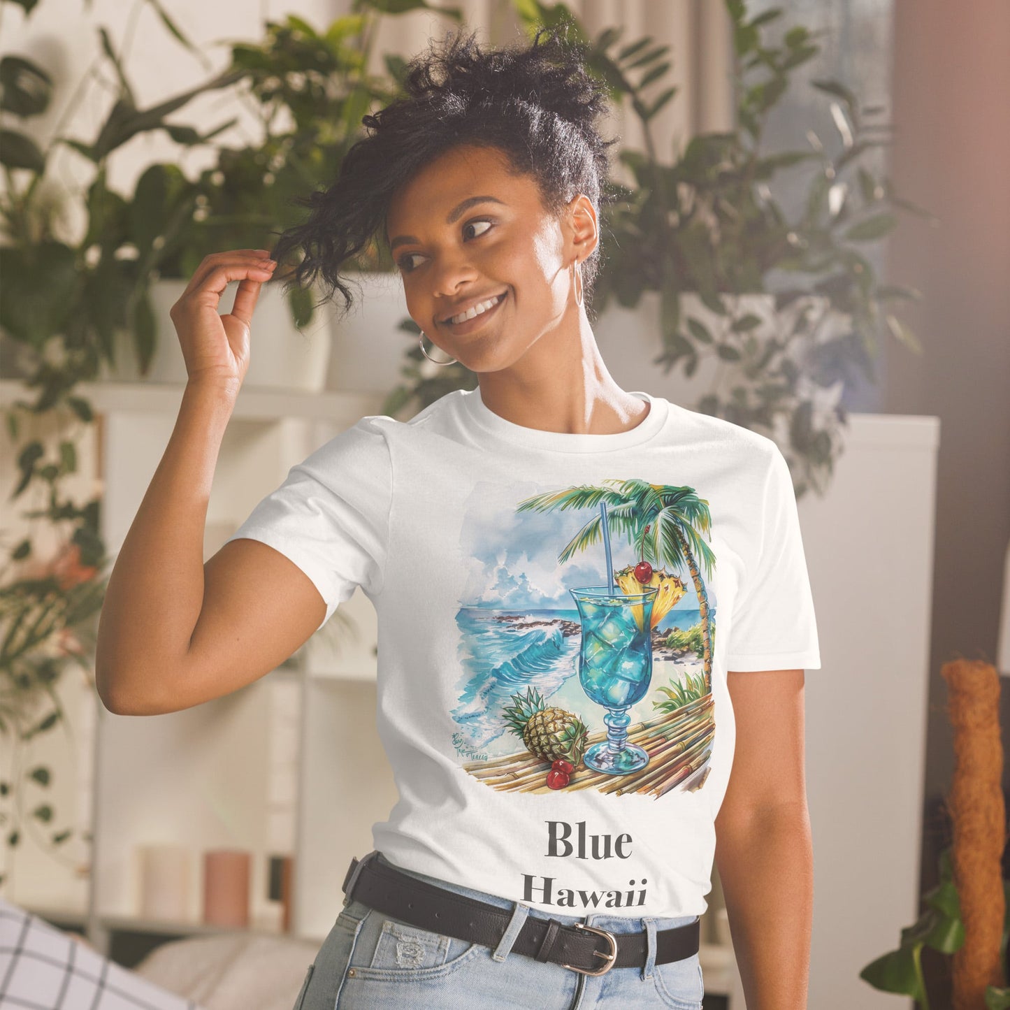 Blue Hawaii Cocktail Design Soft T-Shirt - Swagodin