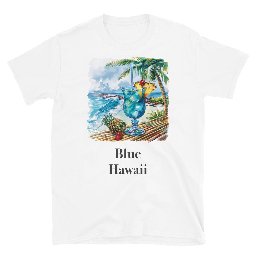 Blue Hawaii Cocktail Design Soft T-Shirt - Swagodin