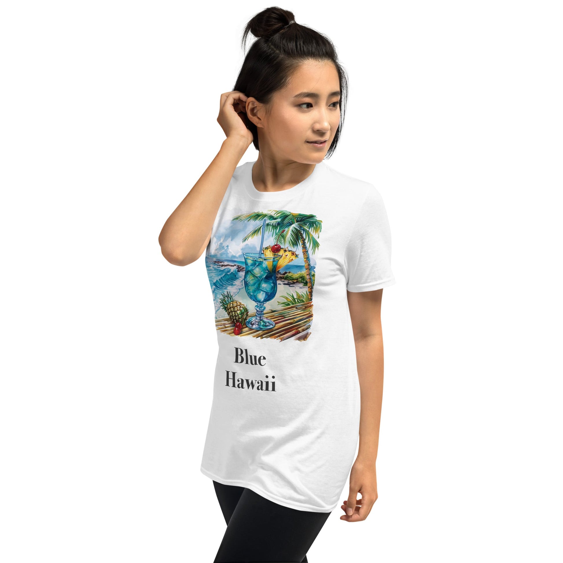 Blue Hawaii Cocktail Design Soft T-Shirt - Swagodin