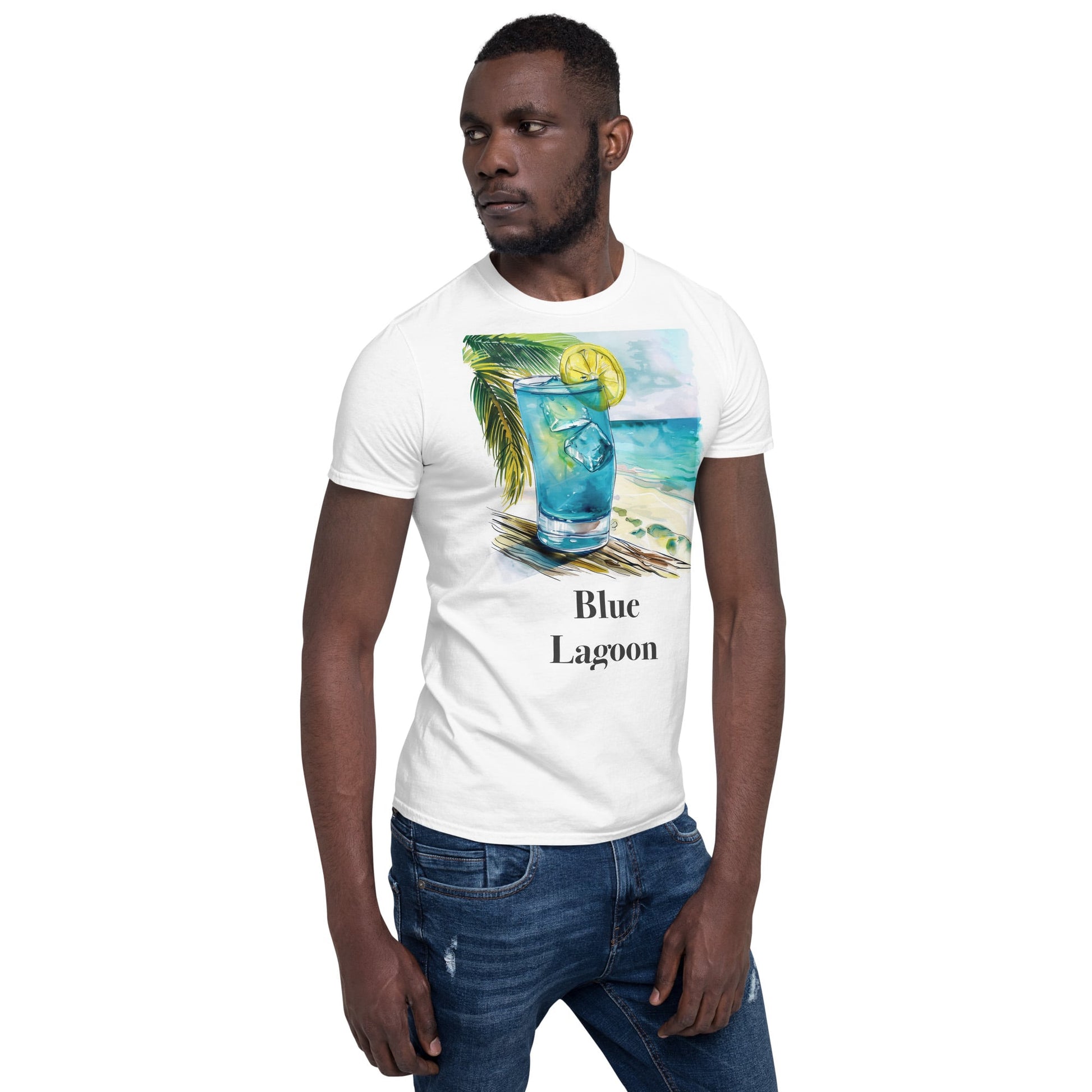 Blue Lagoon Cocktail Design Soft T-Shirt - Swagodin