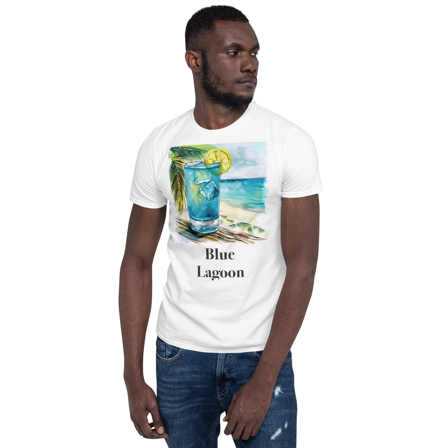 Blue Lagoon Cocktail Design Soft T-Shirt - Swagodin