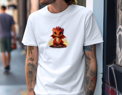 Chibi Flame Puff Dragon Delight Soft Unisex T-Shirt - Swagodin