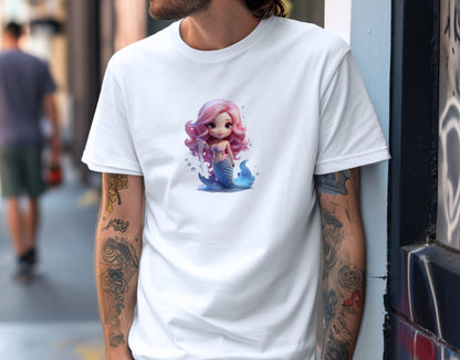 Playful Mermaid Chibi Pearl Delight Soft Unisex T-Shirt - Swagodin