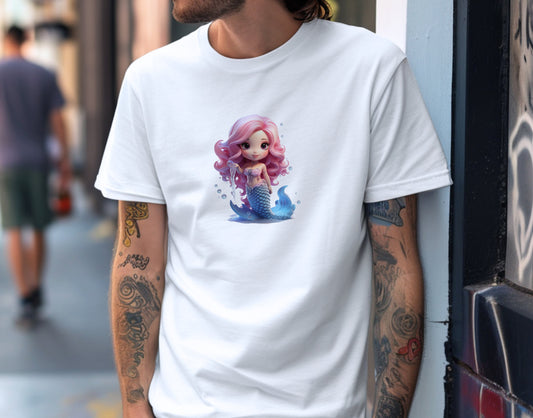 Playful Mermaid Chibi Pearl Delight Soft Unisex T-Shirt - Swagodin