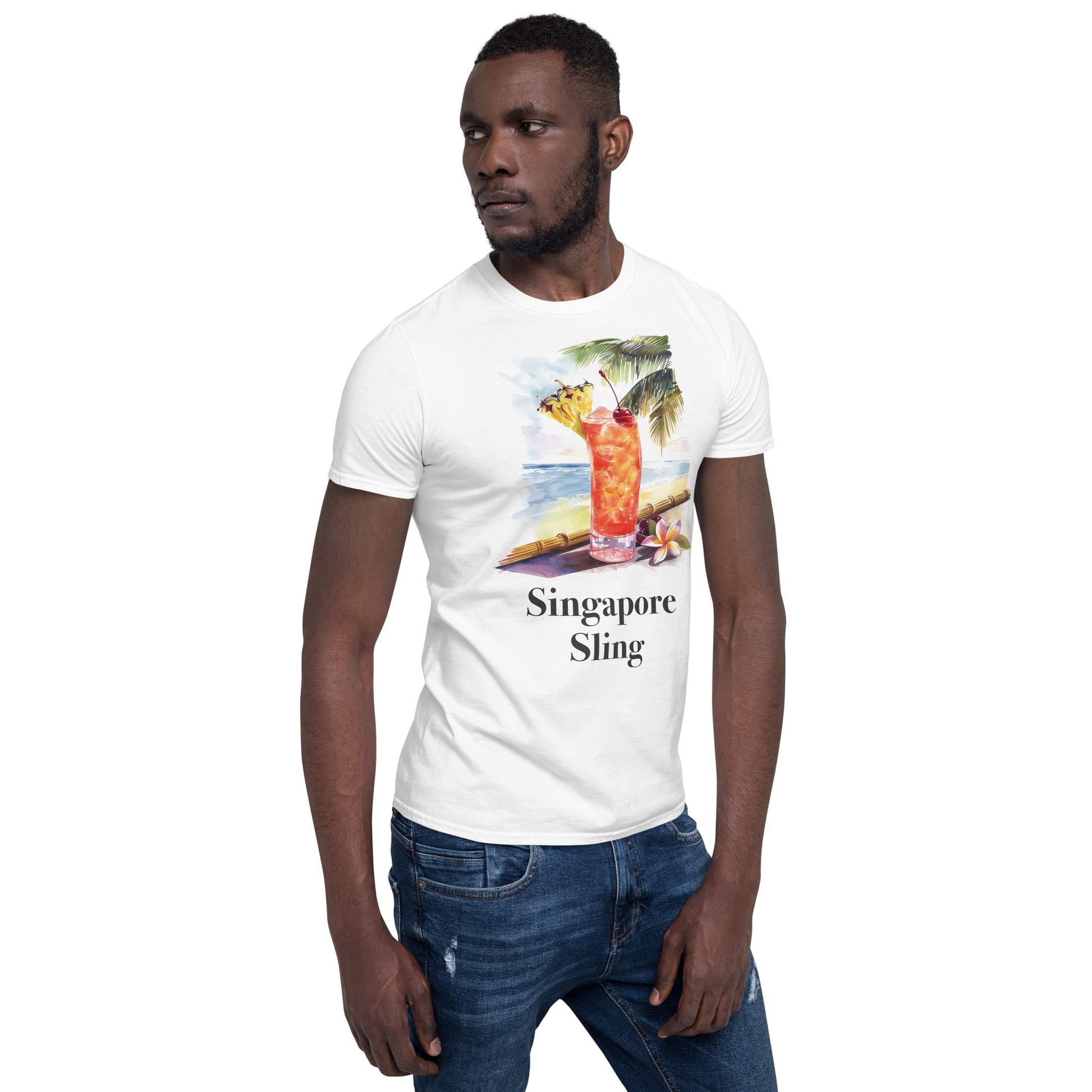 Singapore Sling Cocktail Design Soft T-Shirt - Swagodin