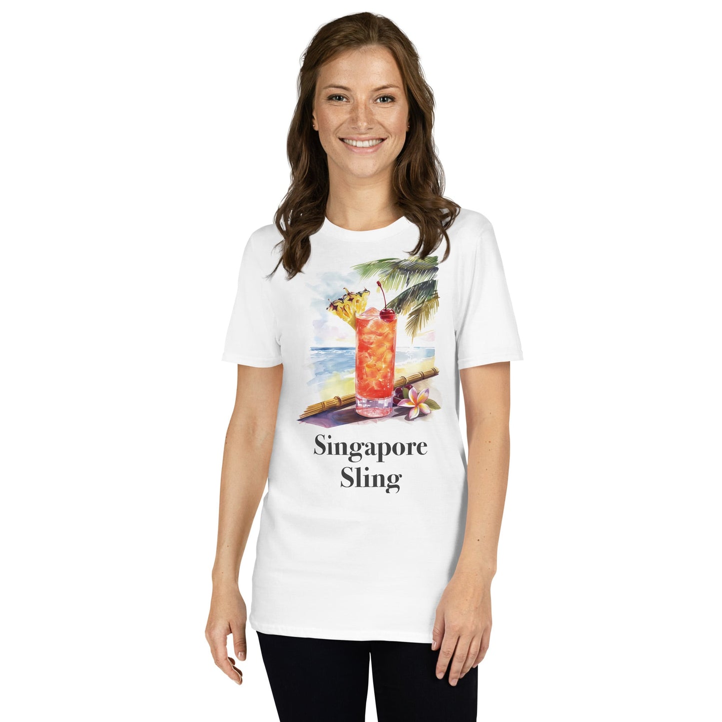 Singapore Sling Cocktail Design Soft T-Shirt - Swagodin