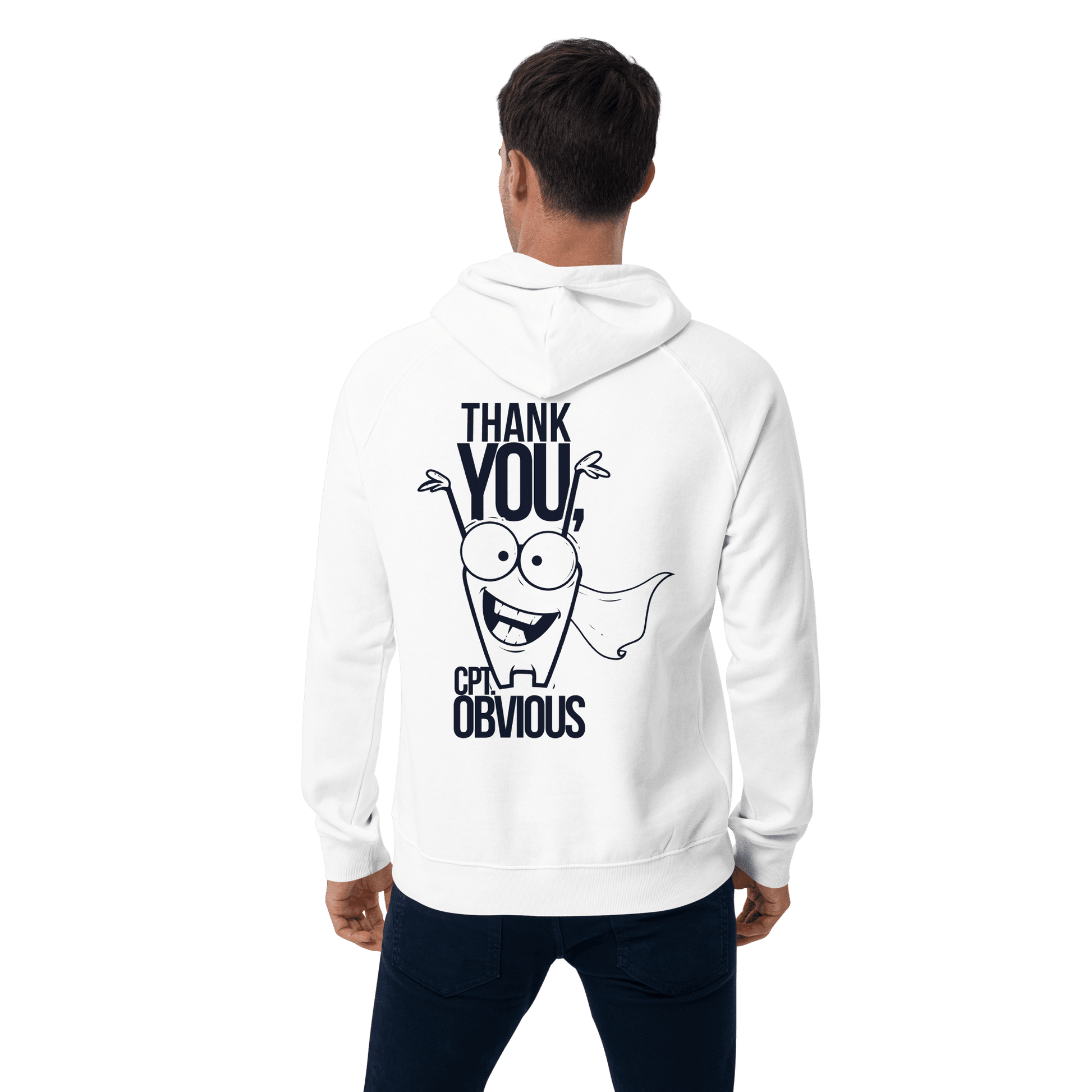 Organic Unisex Thank You Print White Hoodie - Swagodin