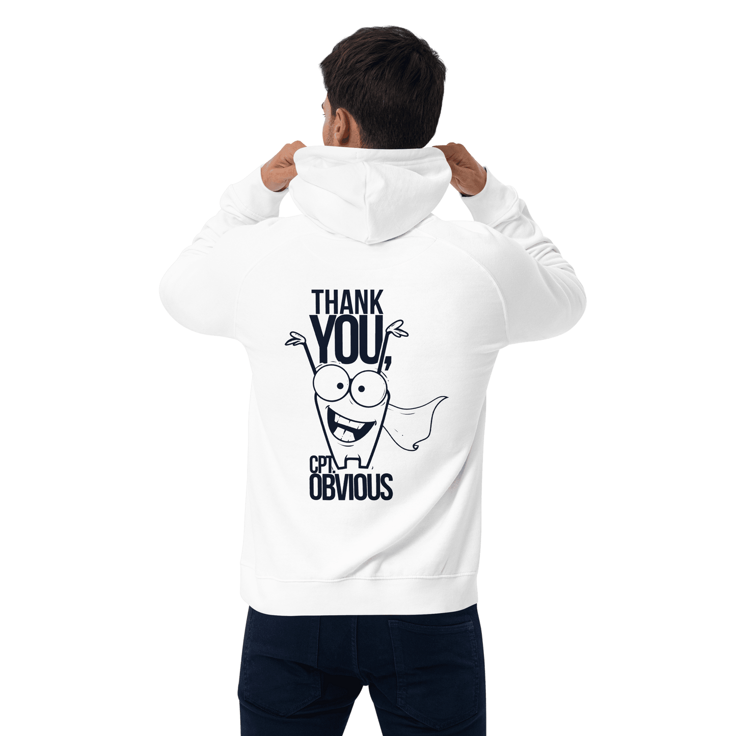 Organic Unisex Thank You Print White Hoodie - Swagodin