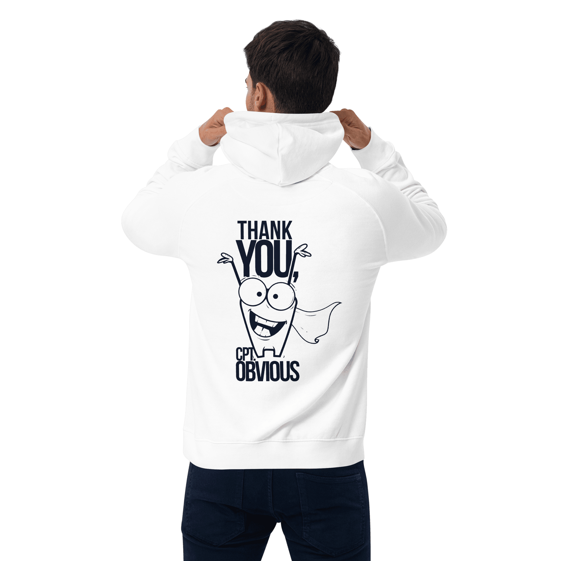 Unisex Thank You Print White Hoodie - Swagodin