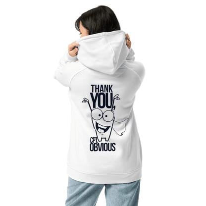 Organic Unisex Thank You Print White Hoodie - Swagodin