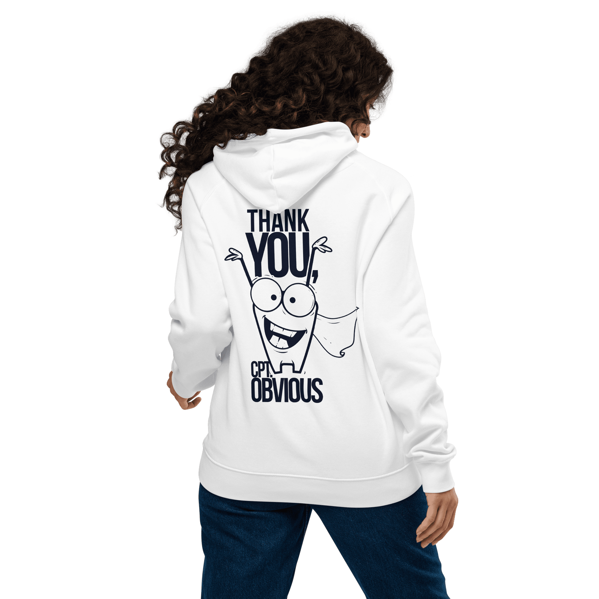 Organic Unisex Thank You Print White Hoodie - Swagodin