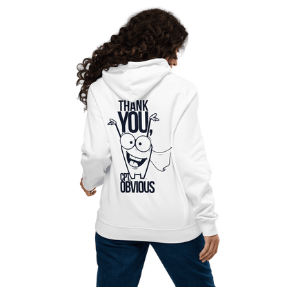 Organic Unisex Thank You Print White Hoodie - Swagodin