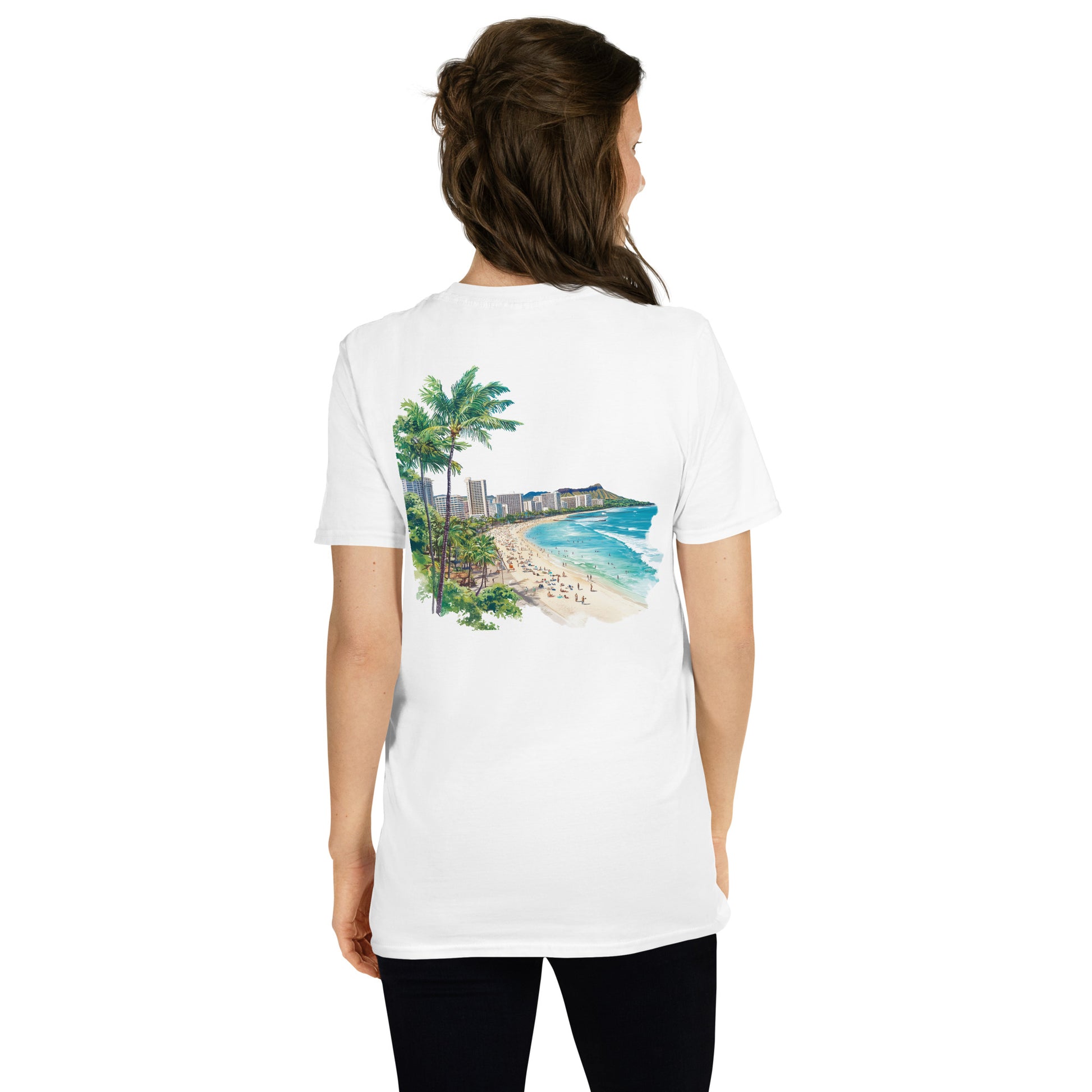 Honolulu City Back Print Unisex T-Shirt - Swagodin