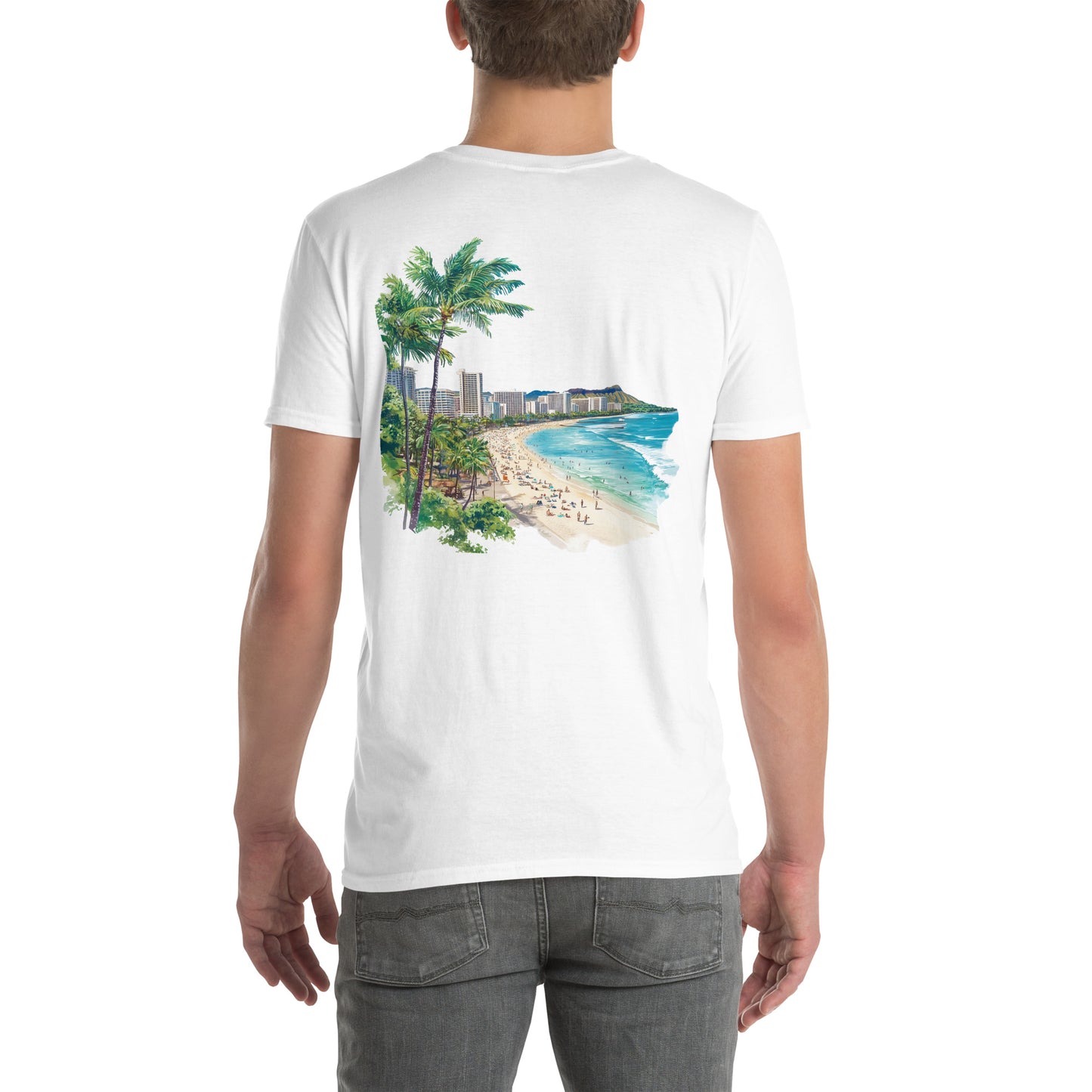 Honolulu City Back Print Unisex T-Shirt - Swagodin