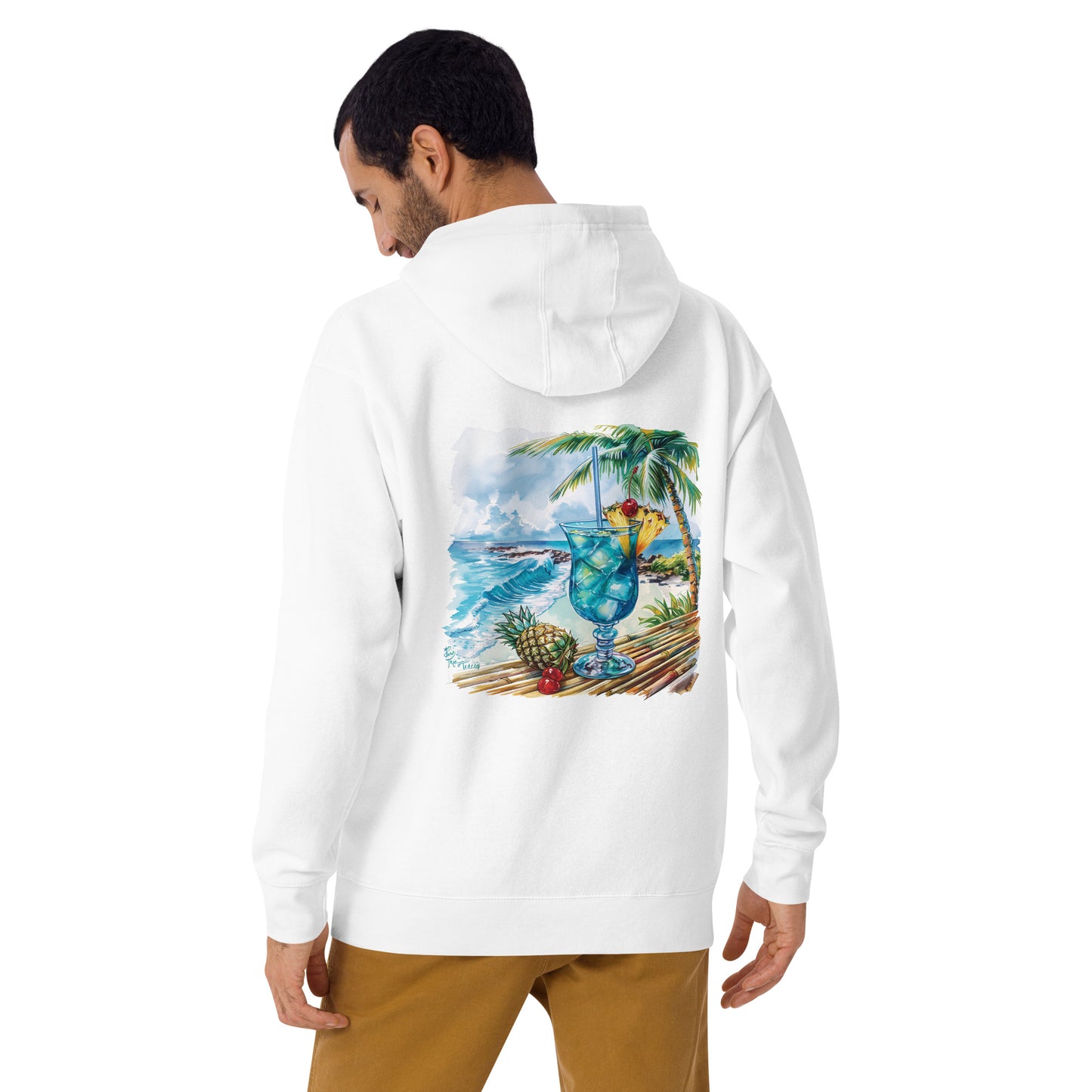 Blue Hawaii Back Print Unisex Hoodie - Swagodin