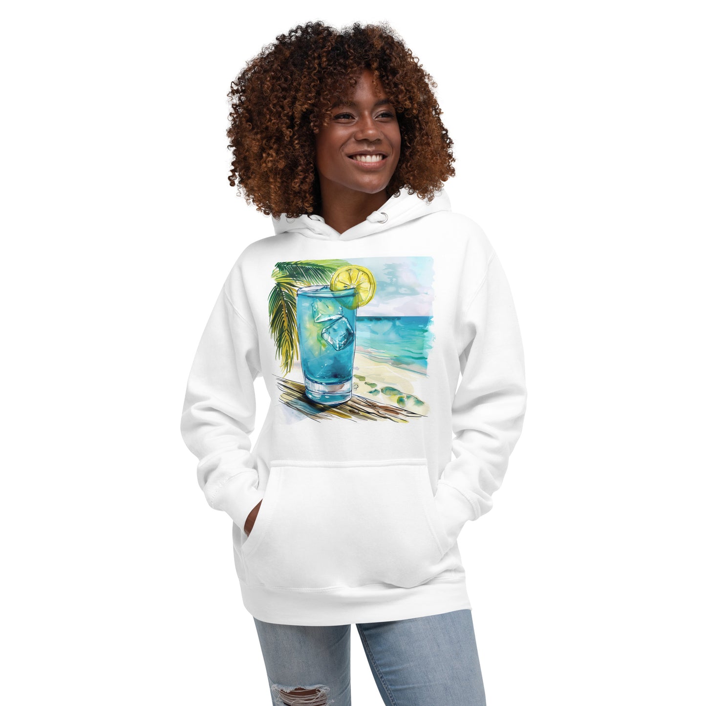 Blue Lagoon Front Print Unisex Hoodie - Swagodin